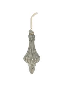 Handgefertigter Deko-Anhänger Norille H 16, 2 Stück, Glas, Grau, Ø 7 x H 16 cm