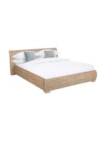 Rotan bed Kubu met hoofdeinde, Frame: rotan, getint, Rotankleurig, 160 x 200 cm