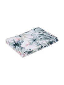 Serviette de toilette en coton à imprimé tropical Foglia, Blanc, multicolore