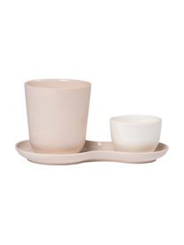 Set de cuencos Roseberry, 3 pzas., Porcelana, Blanco crudo, rosa, Set de diferentes tamaños