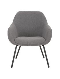 Fauteuil cocktail gris Jana, Peluche gris