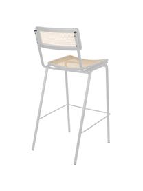 Sedia da bar con intreccio viennese Jort, Seduta: rattan, Struttura: legno di betulla massicci, Gambe: acciaio verniciato a polv, Grigio, Larg. 47 x Alt. 106 cm