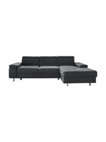 Sofa narożna z funkcją spania Espace, Tapicerka: 100% aksamit poliestrowy, Nogi: metal lakierowany, Ciemny szary, S 257 x G 182 cm