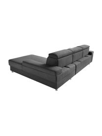 Sofa narożna z funkcją spania Espace, Tapicerka: 100% aksamit poliestrowy, Nogi: metal lakierowany, Ciemny szary, S 257 x G 182 cm