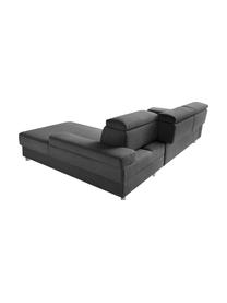 Sofa narożna z funkcją spania Espace, Tapicerka: 100% aksamit poliestrowy, Nogi: metal lakierowany, Ciemny szary, S 257 x G 182 cm