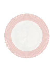 Ručně vyrobený snídaňový talíř Alice, 2 ks, Kamenina, Růžová, bílá, Ø 23 cm