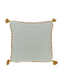 Housse de coussin brodée Kelti, Vert, ocre