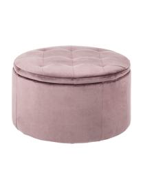 Pouf coffre en velours rose Retina, Vieux rose, Ø 60 x haut. 35 cm