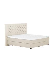 Premium Boxspringbett Phoebe, Matratze: 7-Zonen-Taschenfederkern , Füße: Massives Buchenholz, lack, Beige, 140 x 200 cm