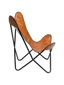 Fauteuil en cuir Winny, Cuir brun, larg. 70 x prof. 75 cm