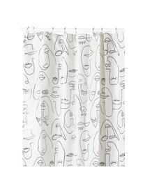 Douchegordijn Mind met One Line tekening, 100% kunststof (PEVA), Zwart, wit, B 180 x L 200 cm