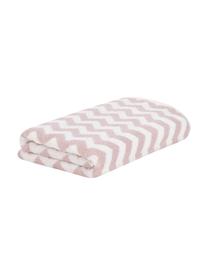 Serviette de toilette coton pur à imprimé zigzag Liv, 100 % coton, grammage intermédiaire 550 g/m², Rose, blanc crème, Serviettes invité, larg. 30 x long. 50 cm, 2 pièces