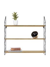 Estantería de pared pequeña Zig Zag, Estructura: metal pintado., Estantes: tablero de fibras de dens, Negro, marrón, An 60 x Al 60 cm