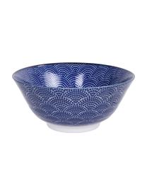 Handgemachte Porzellan-Schälchen Nippon in Blau/Weiß mit Essstäbchen, 4-er Set, Schälchen: Porzellan, Blau, Dunkles Holz, Set mit verschiedenen Größen