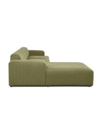 Cord-Ecksofa Melva (4-Sitzer), Bezug: Cord (92% Polyester, 8% P, Gestell: Massives Kiefernholz, FSC, Cord Olivgrün, B 319 x T 196 cm, Eckteil links