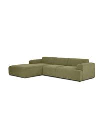 Cord-Ecksofa Melva (4-Sitzer), Bezug: Cord (92% Polyester, 8% P, Gestell: Massives Kiefernholz, FSC, Cord Olivgrün, B 319 x T 196 cm, Eckteil links