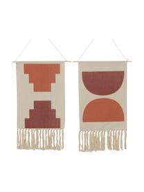 Set 2 decorazioni da parete Alvina, Stoffa, Beige, rosso, Larg. 60 x Alt. 92 cm