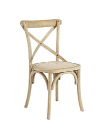 Houten stoel Cross met rotan zitvlak, Zitvlak: rotan, Frame: transparant gelakt iepenh, Bruin, B 42 x D 46 cm