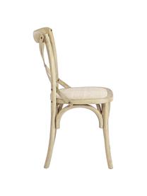 Silla de madera Cross, estilo rústico, Asiento: ratán, Estructura: madera de olmo, lacado tr, Marrón, An 42 x F 46 cm