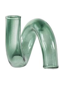 Vase en verre fait main Whirly, Verre, Vert, larg. 12 x haut. 12 cm