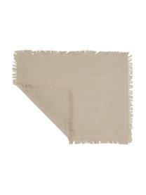 Katoenen placemats Henley met franjes, 2 stuks, 100% katoen, Beige, 35 x 45 cm