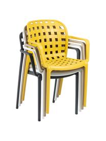 Chaises de jardin empilables en plastique Isa, 2 pièces, Gris foncé