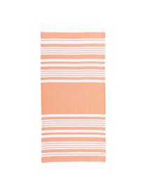 Fouta à rayures avec finition frangée Stripy, Orange, blanc