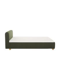 Cama tapizada en tejido bouclé Serena, Estructura: madera maciza de abedul c, Tapizado: tejido de estructura bouc, Bouclé verde, 140 x 200 cm