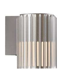 Aussenwandleuchte Matrix in Silber, Lampenschirm: Metall, beschichtet, Silberfarben, Opalweiss, 12 x 17 cm