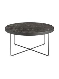 Table basse ronde avec plateau en verre marbré Gellina, Noir, marbré, Ø 80 x haut. 39 cm