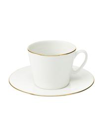 Tazas texturizadas Cobald, 4 uds., Porcelana, Blanco, dorado, Ø 9 x Al 8 cm