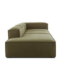 Modulárny XL šezlong Lennon, Olivovozelená, Š 357 x H 119 cm, s operadlom napravo