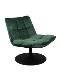 Fluwelen draaistoel Bar in groen, Bekleding: polyester fluweel, Frame: gepoedercoat metaal, Fluweel groen, 66 x 78 cm