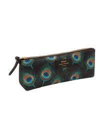 Stifte-Etui Peacock, Polyester, Leder, Schwarz, Mehrfarbig, B 22 x H 9 cm