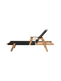 Tumbona Little John, Estructura: madera de acacia, Negro, beige, L 200 x An 73 cm