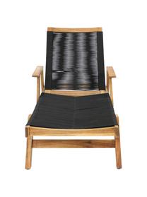 Tumbona Little John, Estructura: madera de acacia, Negro, beige, L 200 x An 73 cm