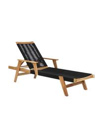 Tumbona Little John, Estructura: madera de acacia, Negro, beige, L 200 x An 73 cm