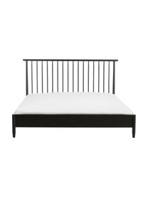 Houten bed Windsor van massief grenenhout met hoofdeinde, Massief grenenhout, FSC-gecertificeerd, Grenenhout, zwart, B 180 x L 200 cm