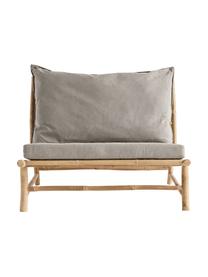 Fotel wypoczynkowy XL z drewna bambusowego Bamslow, Stelaż: drewno bambusowe, Tapicerka: 100% bawełna, Szary, brązowy, S 100 x G 87 cm