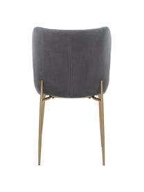 Fluwelen stoel Tess in donkergrijs, Bekleding: fluweel (polyester) Met 3, Poten: metaal, gepoedercoat, Fluweel donkergrijs, goudkleurig, B 49 x D 64 cm