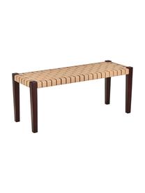 Kunstleder-Sitzbank Akina in Beige, Sitzfläche: Kunstleder (100% Polyuret, Gestell: Massives Akazienholz, lac, Beige, 110 x 46 cm