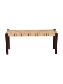 Kunstleder-Sitzbank Akina in Beige, Sitzfläche: Kunstleder (100% Polyuret, Gestell: Massives Akazienholz, lac, Beige, 110 x 46 cm