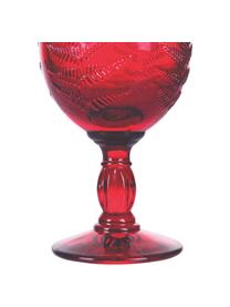 Copas de vino con relieves navideños Aspen, 6 uds., Vidrio, Rojo, Ø 8 x Al 17 cm, 240 ml