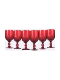 Copas de vino con relieves navideños Aspen, 6 uds., Vidrio, Rojo, Ø 8 x Al 17 cm, 240 ml