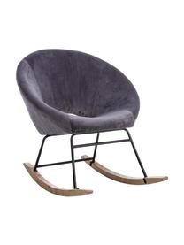 Sillón mecedora de terciopelo Annika, Tapizado: terciopelo de poliéster 7, Estructura: metal, pintura en polvo, Estructura: madera contrachapada, met, Terciopelo gris, An 74 x F 77 cm