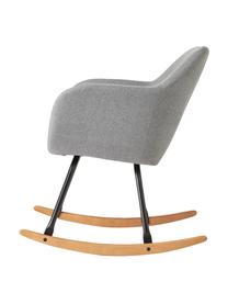 Fauteuil à bascule scandinave gris clair Emilia, Revêtement : gris clair Pieds : noir Arceaux : bois de hêtre, larg. 57 x prof. 69 cm