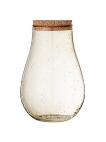 Grosses bauchiges Aufbewahrungsglas Casie aus recyceltem Glas, Deckel: Kork, Braun, Ø 18 x H 26 cm,3.6 L