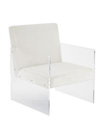 Poltroncina in velluto Ayden, Rivestimento: velluto (poliestere) Il r, Struttura: legno di pioppo massiccio, Gambe: vetro acrilico, Velluto beige, Larg. 64 x Prof. 74 cm