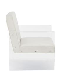 Fluwelen lounge fauteuil Ayden, Bekleding: fluweel (polyester), Frame: massief populierenhout, m, Poten: acrylglas, Fluweel beige, B 64 x D 74 cm