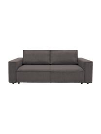 Sofa rozkładana ze sztruksu z miejscem do przechowywania Nihad (3-osobowa), Tapicerka: sztruks poliestrowy, Nogi: tworzywo sztuczne, Brązowy, S 245 x G 102 cm